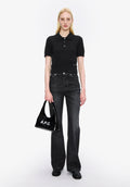 Solid-colour polo shirt in cotton crepe - 1