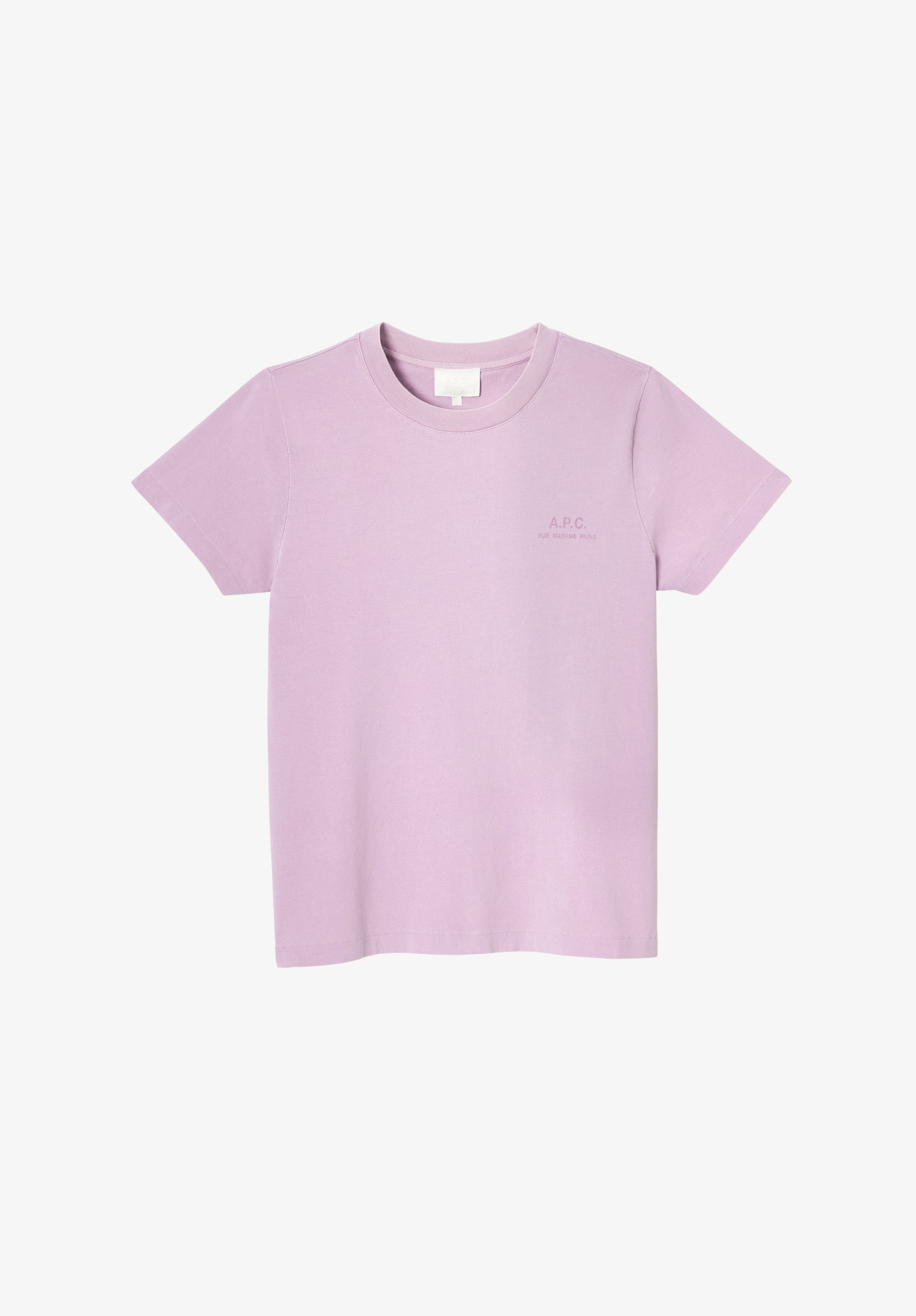 Pale pink T-shirt with A.P.C. Rue Madame logo - 0