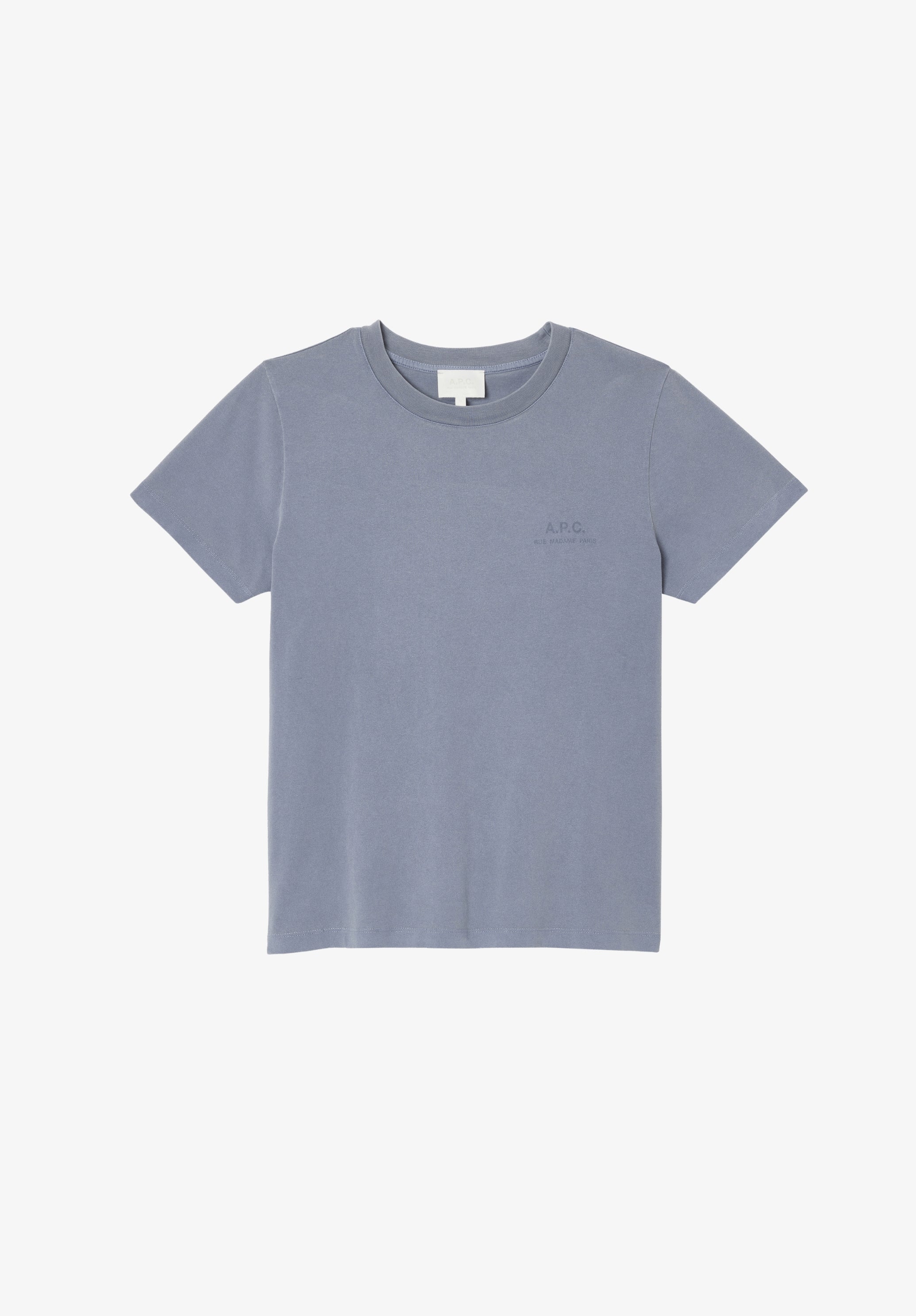 Grey-blue T-shirt with A.P.C. Rue Madame logo - 0