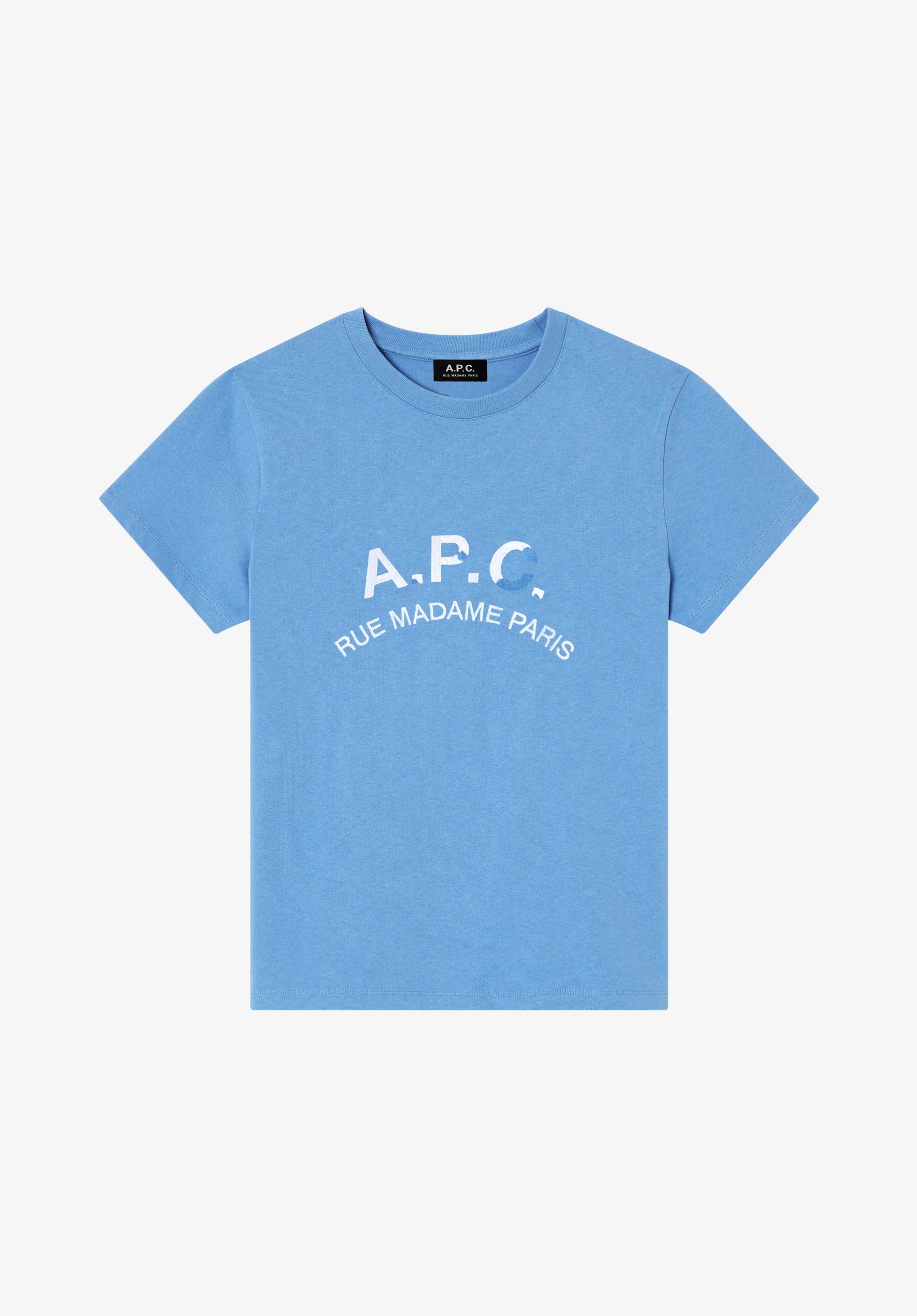 Light blue t-shirt with vintage-effect A.P.C. logo