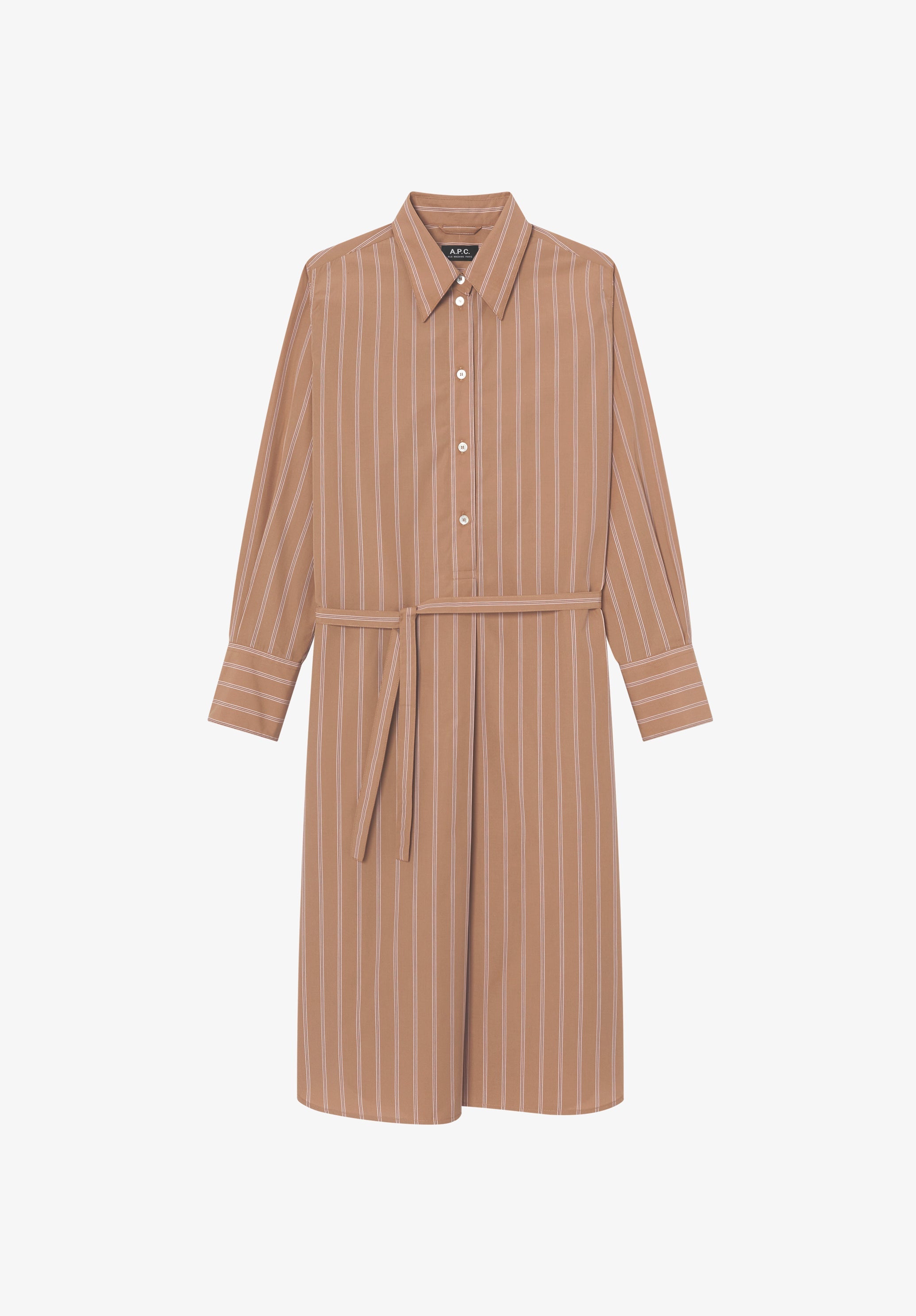 Long beige shirt dress - 0