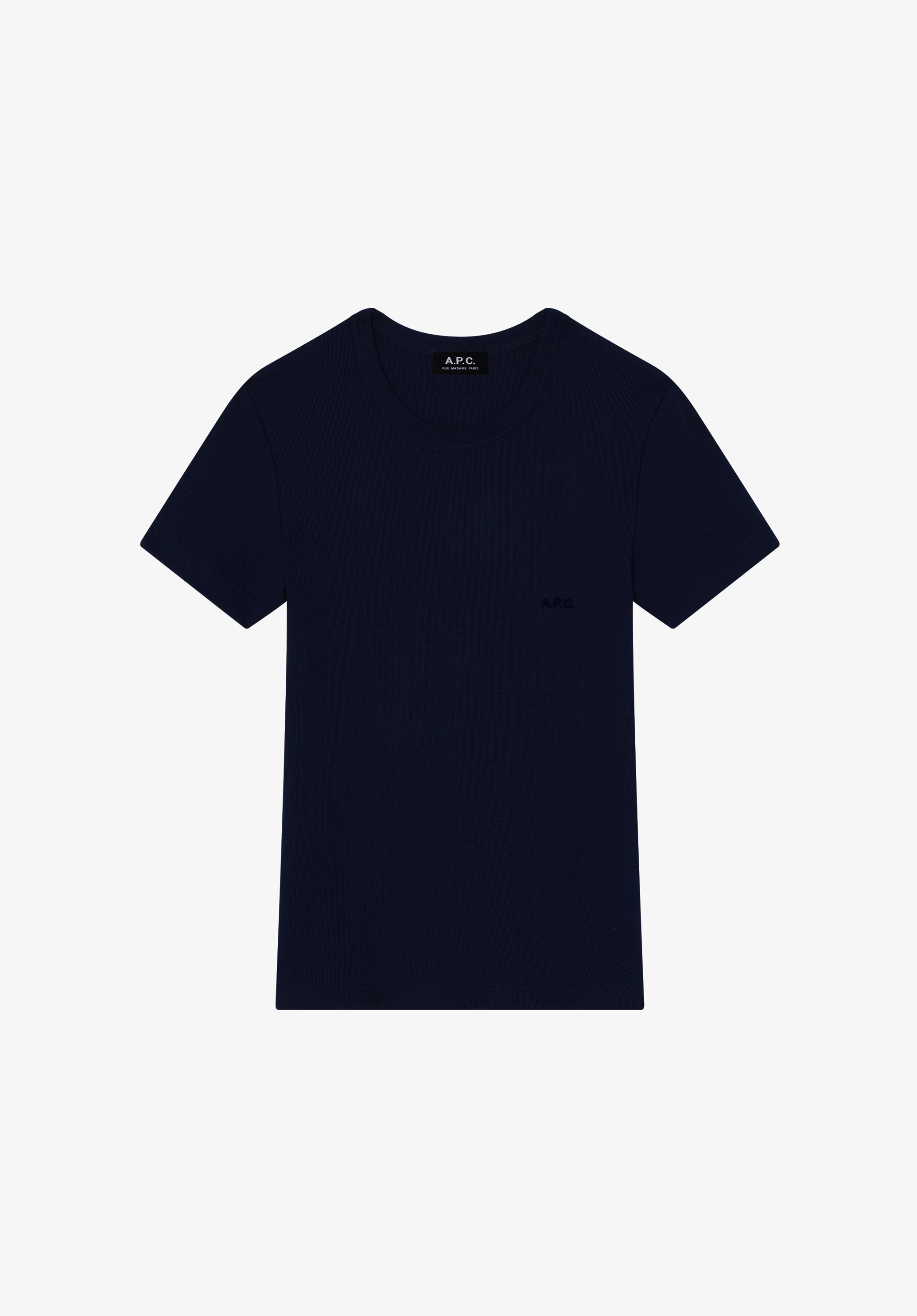 Fitted navy blue organic cotton t-shirt - 0