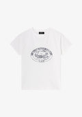 White t-shirt with vintage-effect camping logo - 0