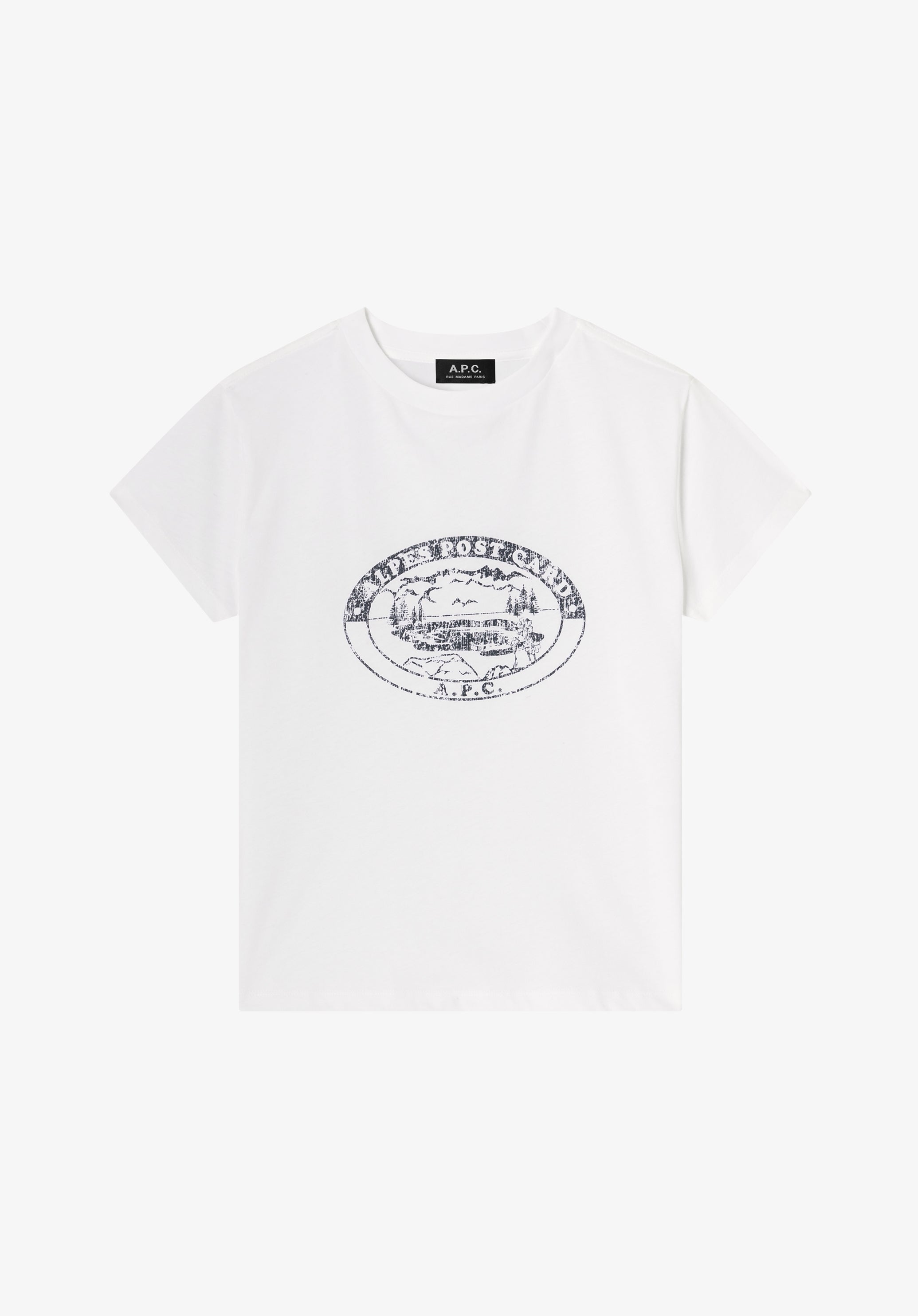 White t-shirt with vintage-effect camping logo - 0