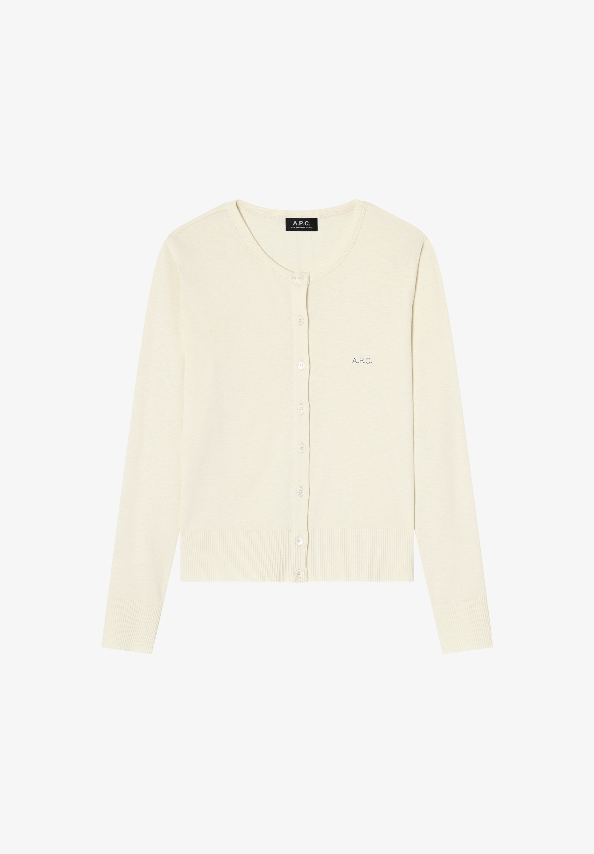 Fitted ecru cardigan with A.P.C. micro-logo - 0