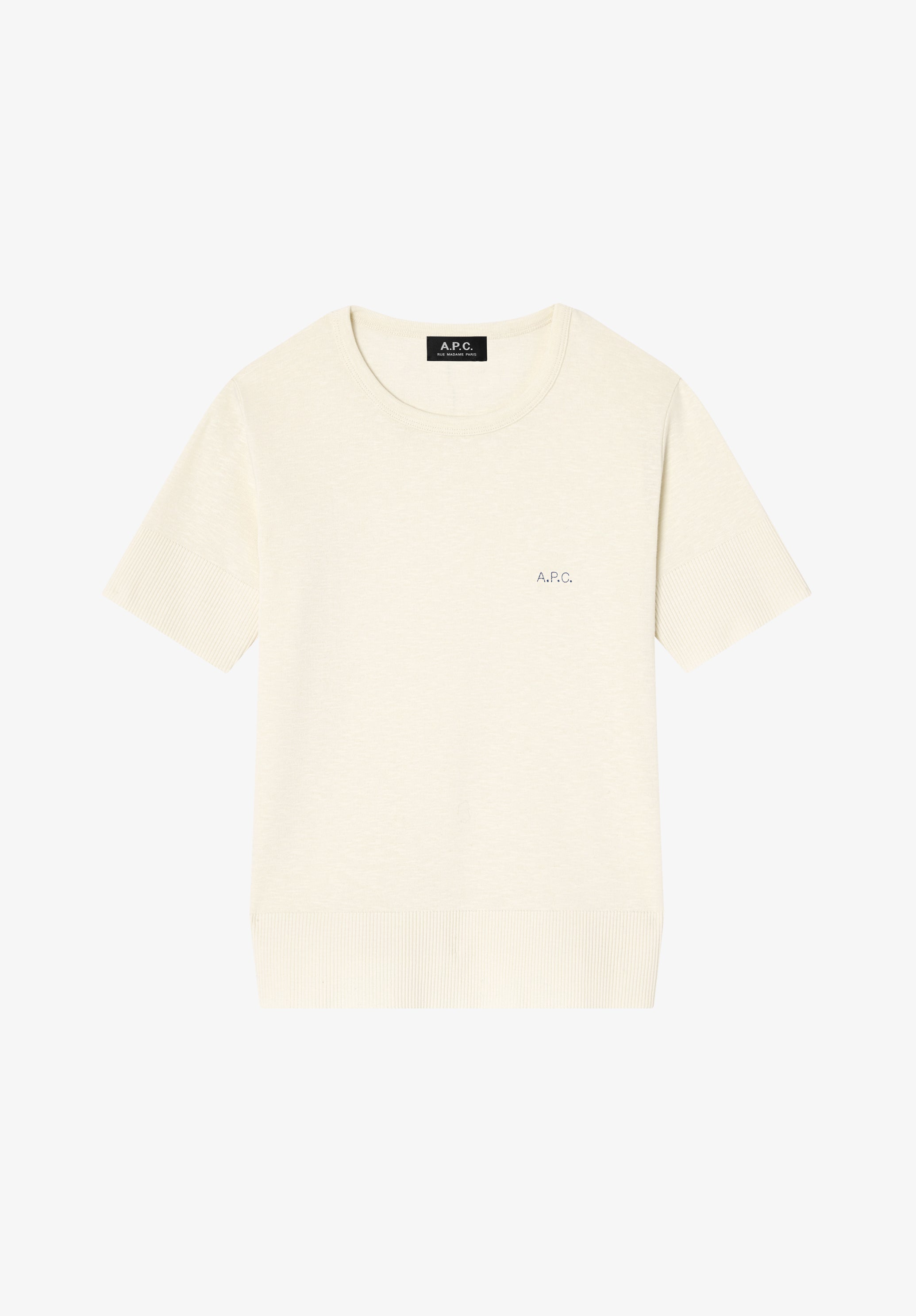 Fitted ecru t-shirt with A.P.C. micro-logo - 0
