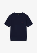 Fitted navy blue t-shirt with A.P.C. micro-logo - 0
