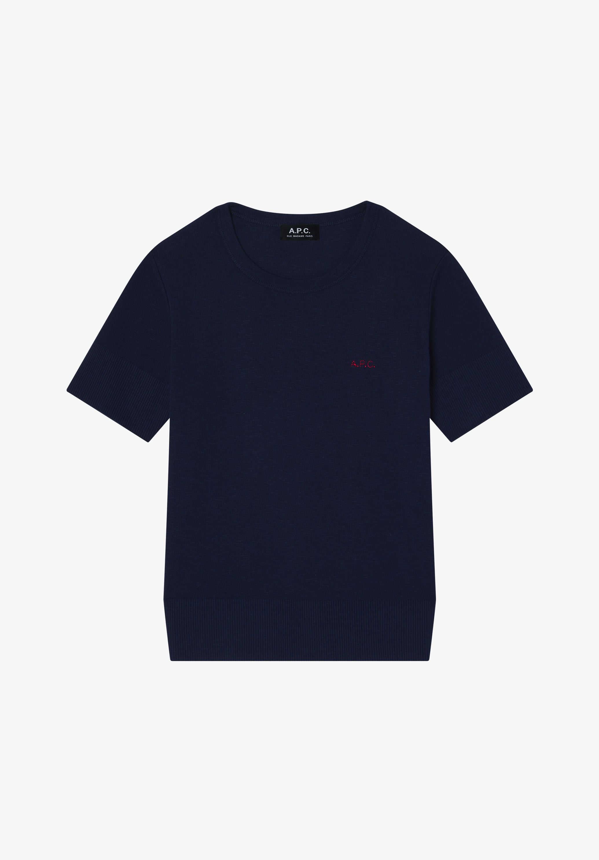 Fitted navy blue t-shirt with A.P.C. micro-logo - 0