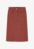 Burgundy-white denim split skirt - 0