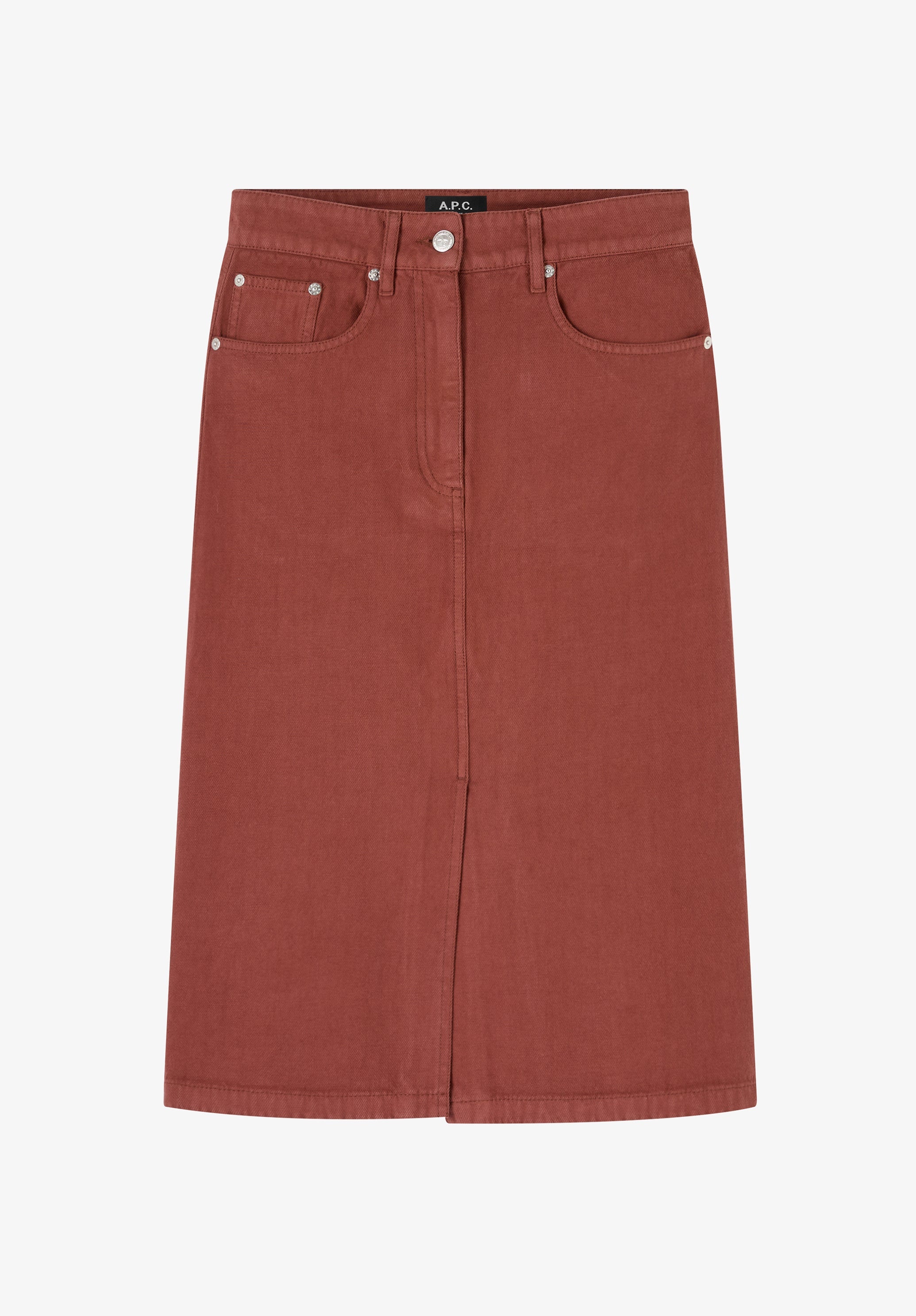 Burgundy-white denim split skirt - 0