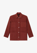 Burgundy recycled cotton workwear jacket - 0