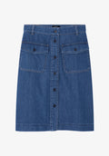 Faded denim skirt with pockets - 0