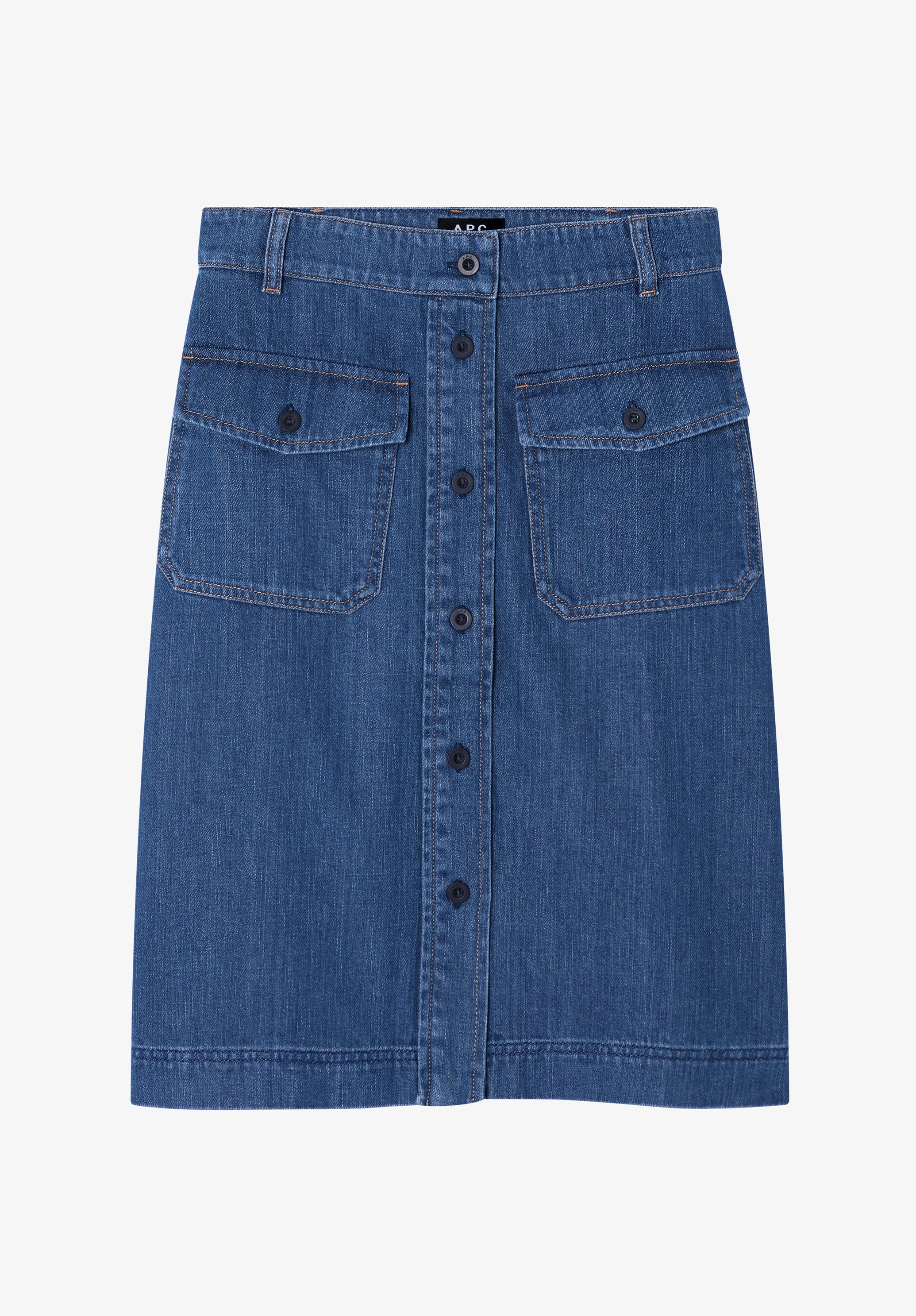 Faded denim skirt with pockets - 0