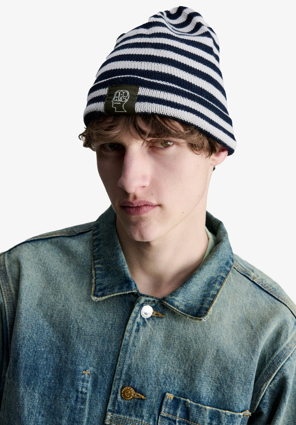 A.P.C. x Brain Dead Striped cotton beanie - 1