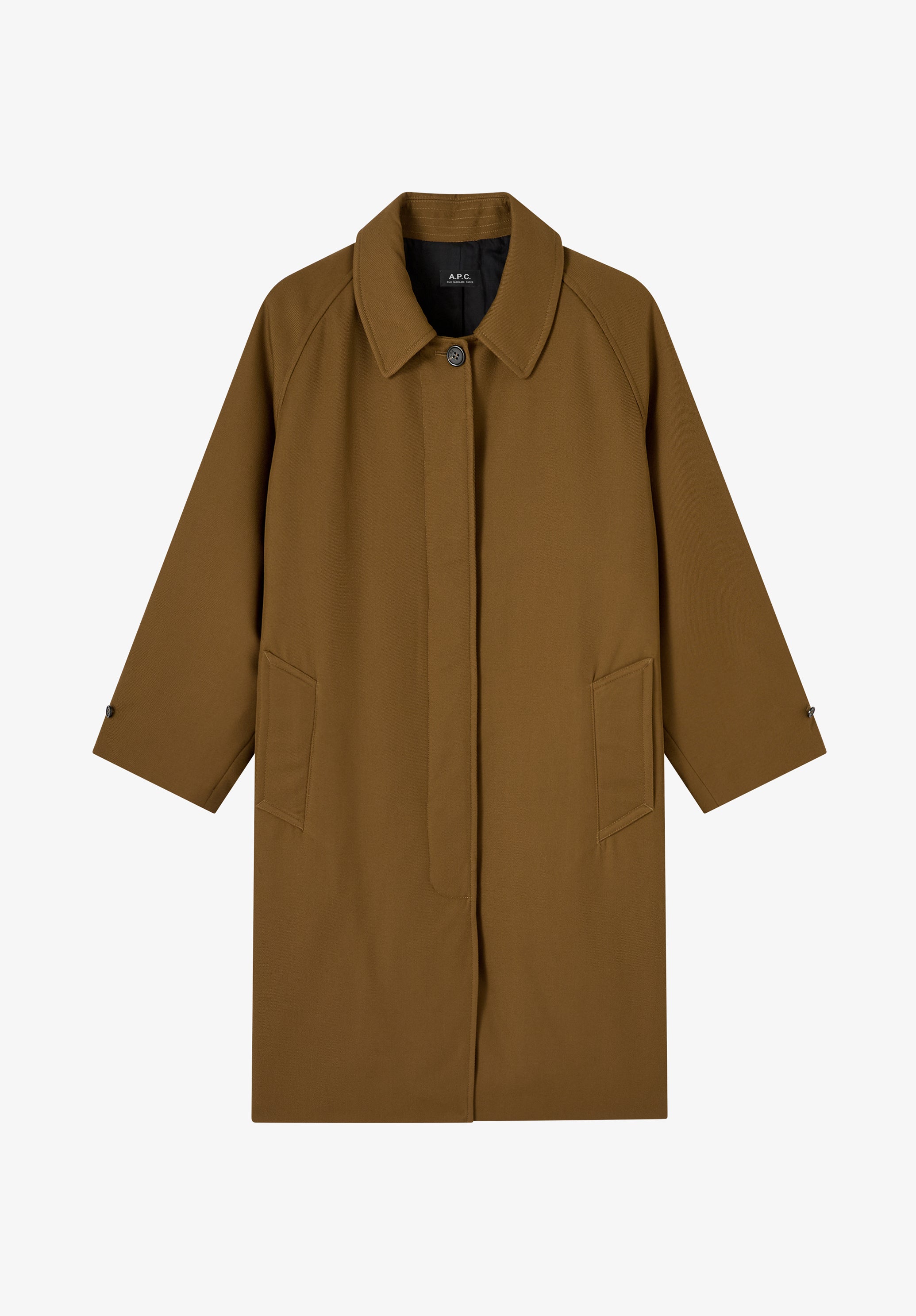 Khaki water-repellent wool mac - 0