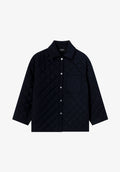 Navy blue quilted wool jacket - 0
