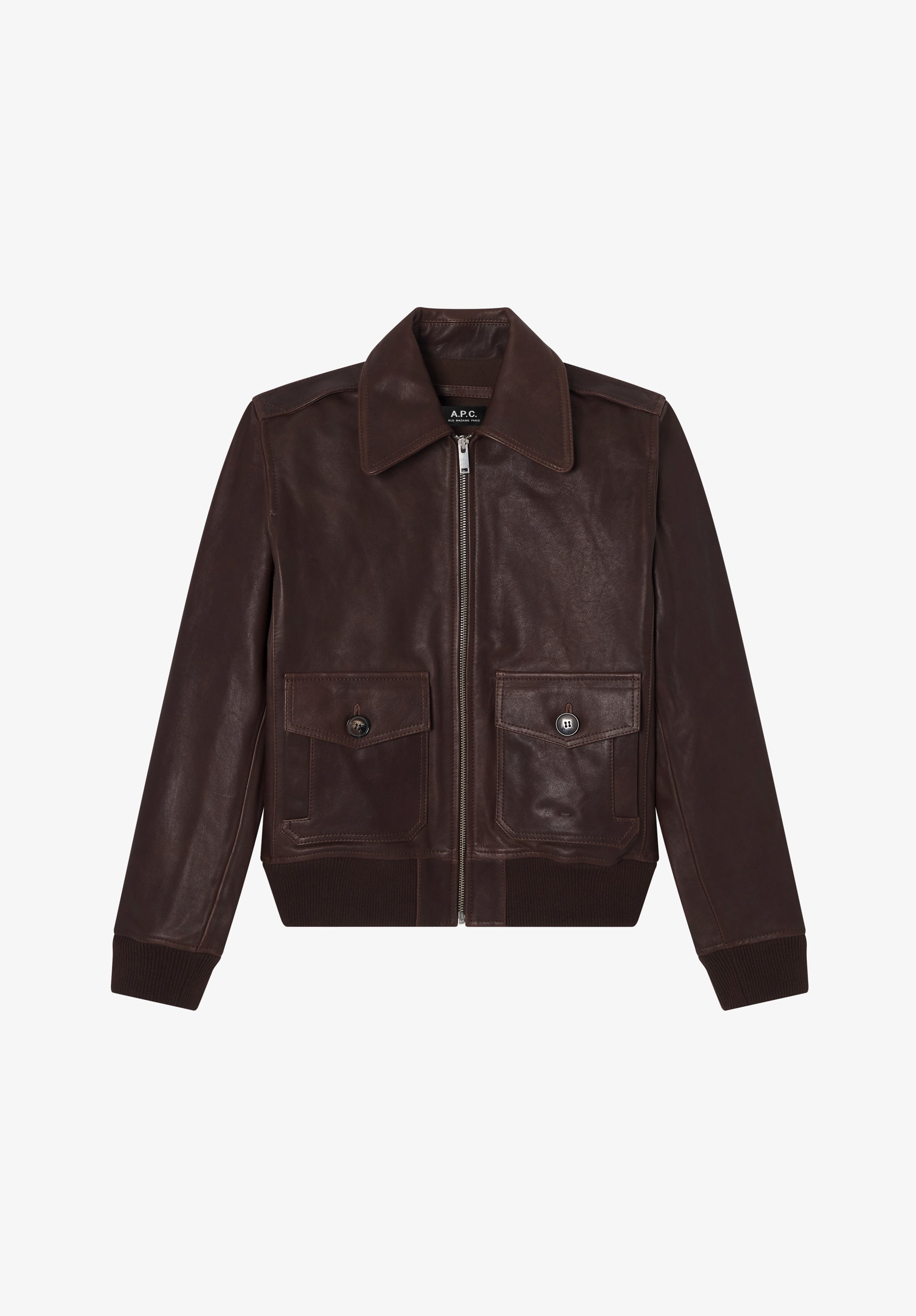 Short brown leather jacket - 0