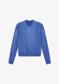 Blue cable-knit sweater - 0