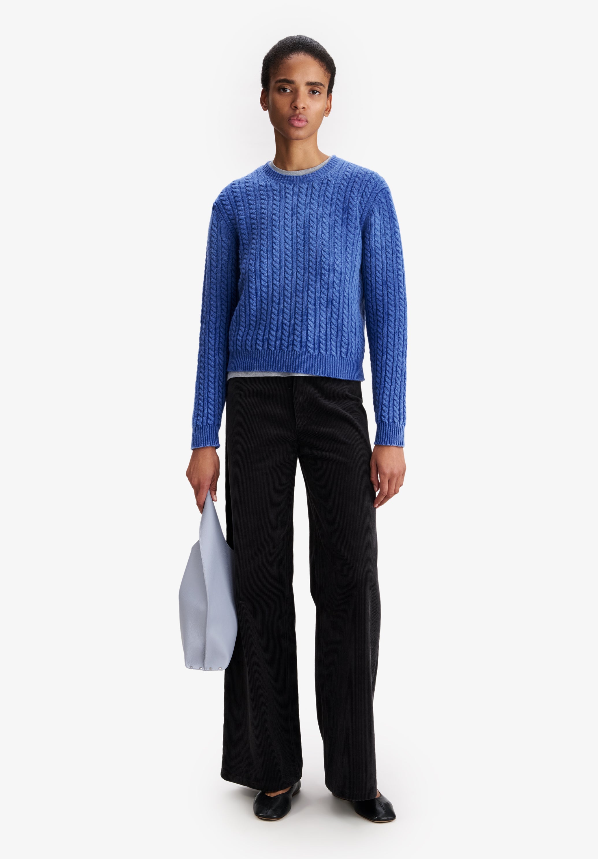 Blue cable-knit sweater - 1