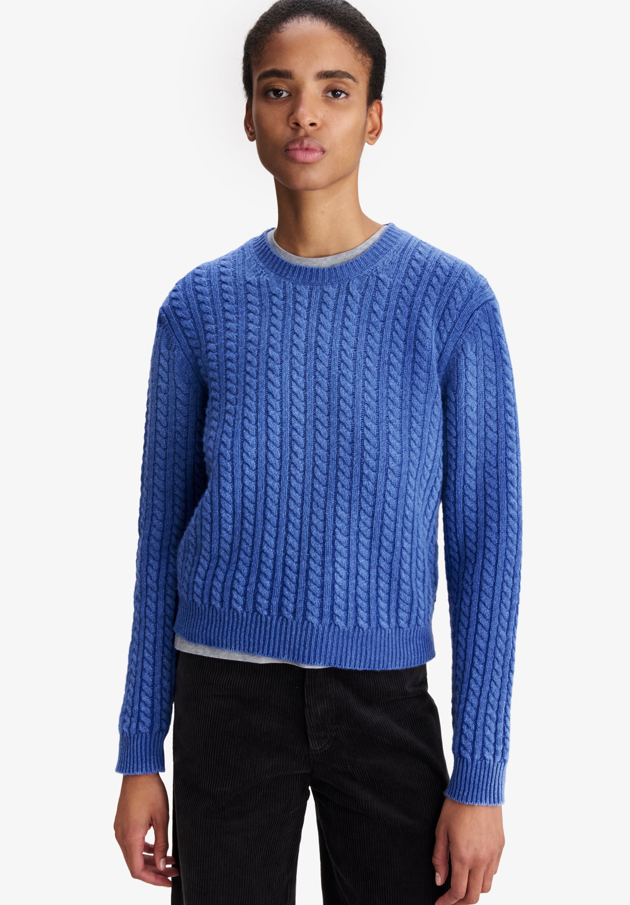 Blue cable-knit sweater - 3