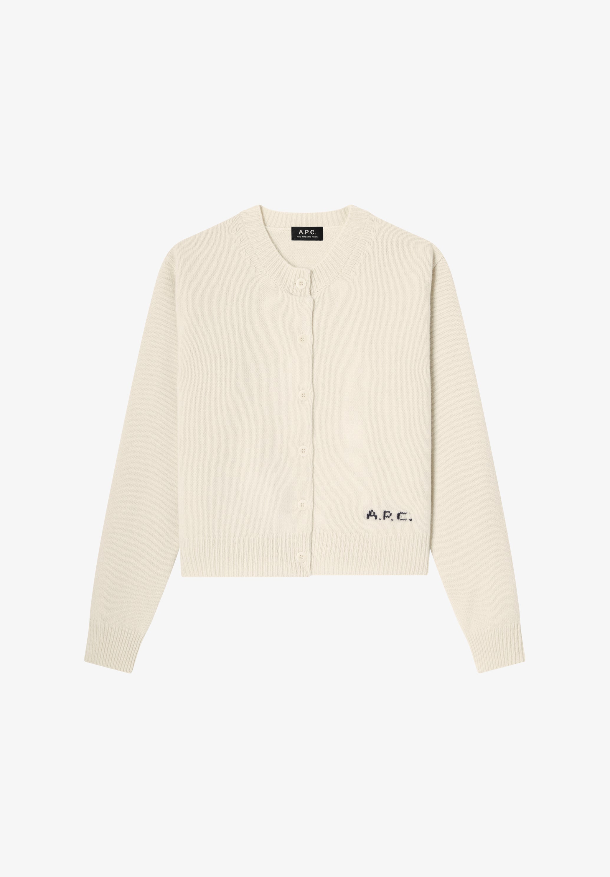 Short ecru wool cardigan - 0