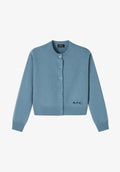 Cropped grey-blue wool cardigan - 0
