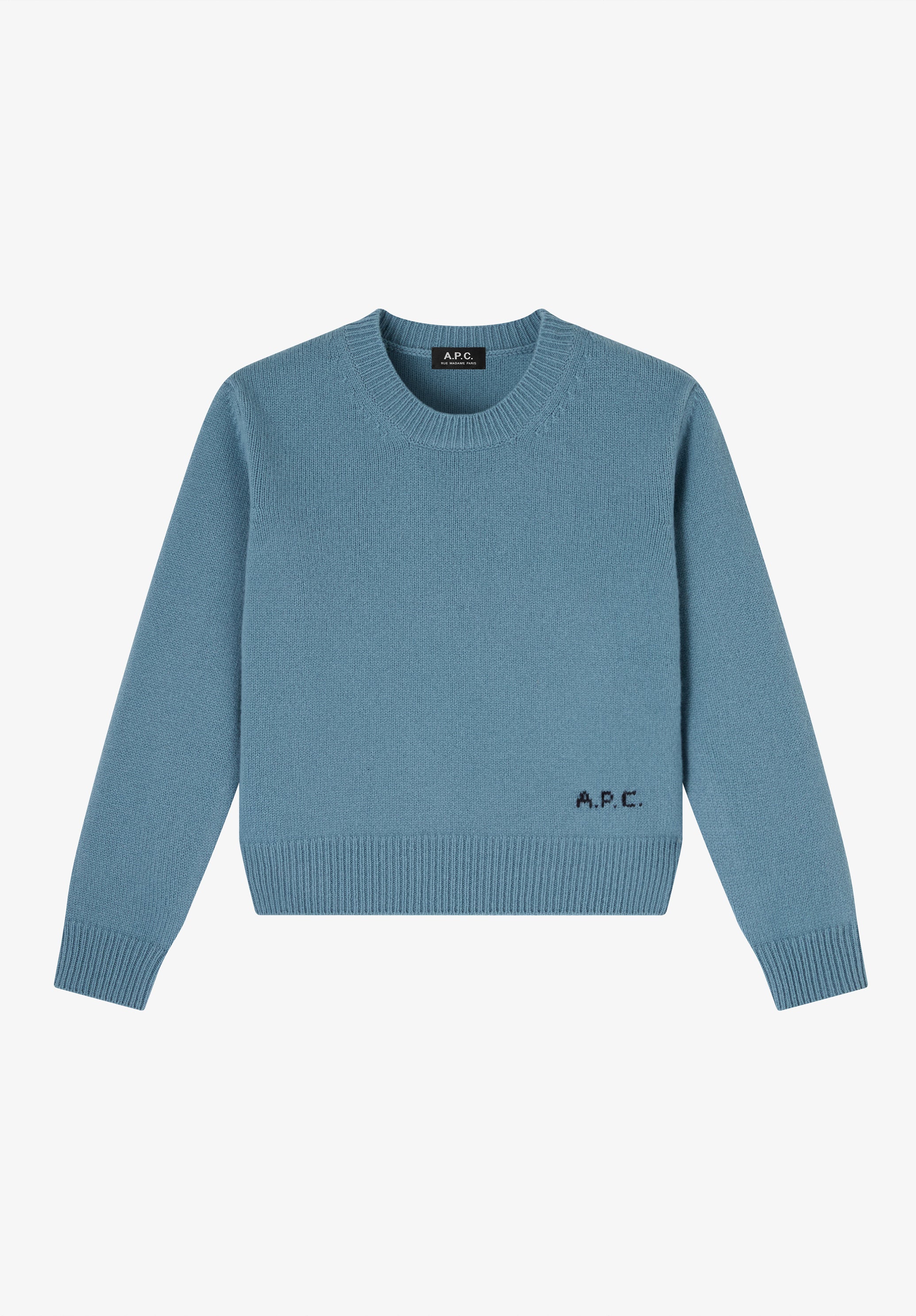 Grey-blue boxy wool sweater - 0