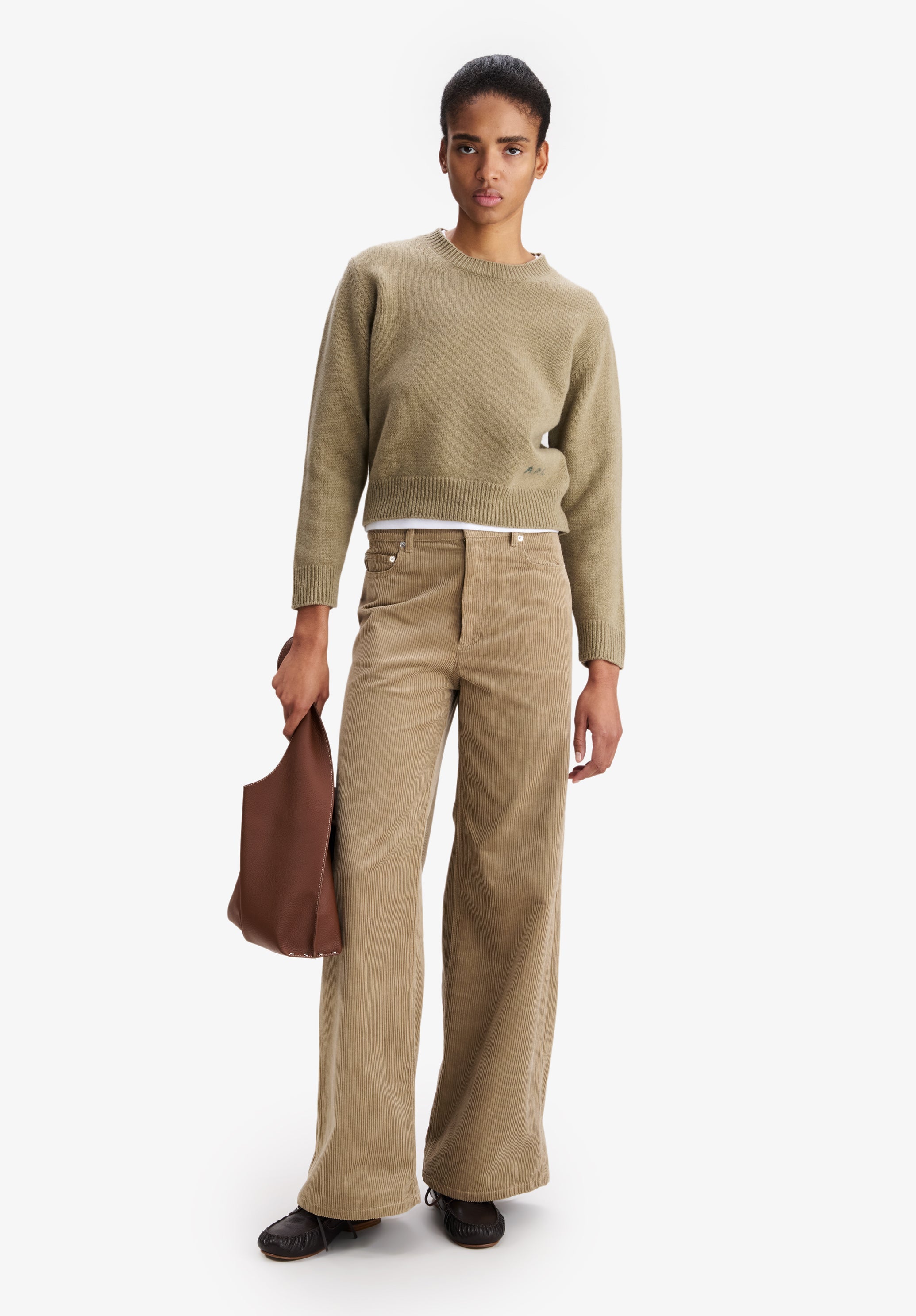 Beige boxy wool sweater - 1