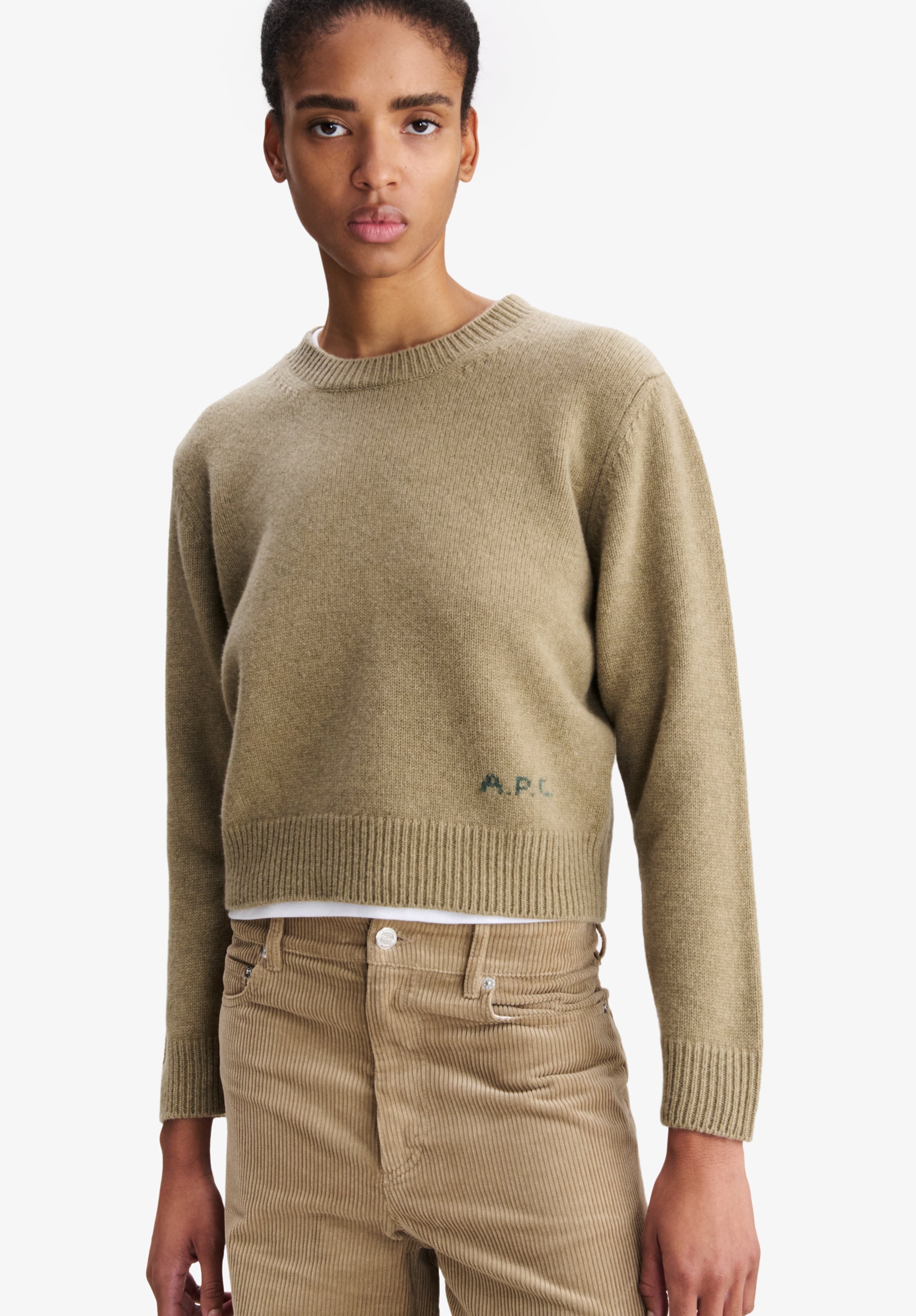 Beige boxy wool sweater - 3