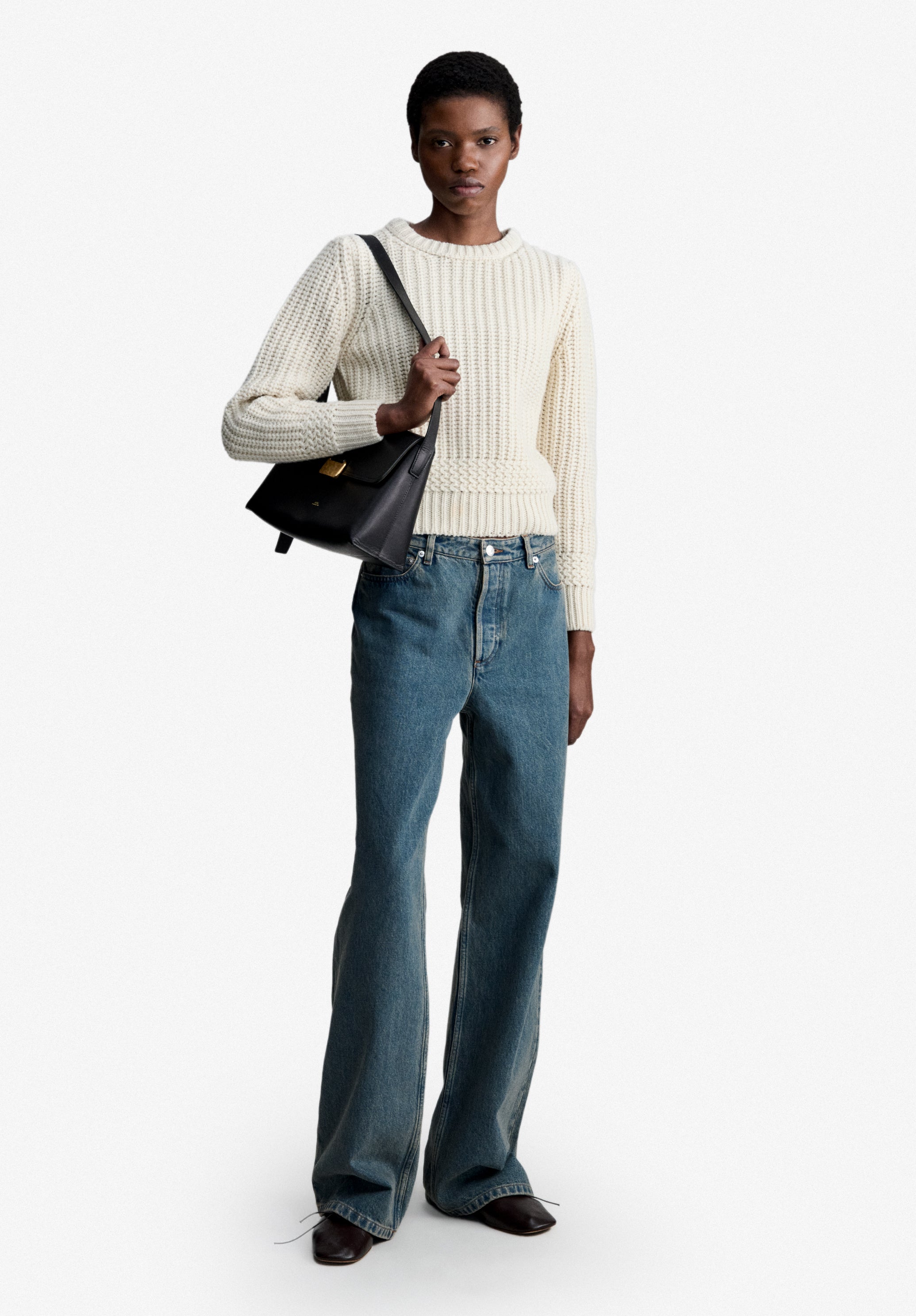 Ecru sweater in recycled wool - 1