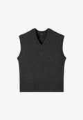 Sleeveless charcoal grey wool sweater - 0