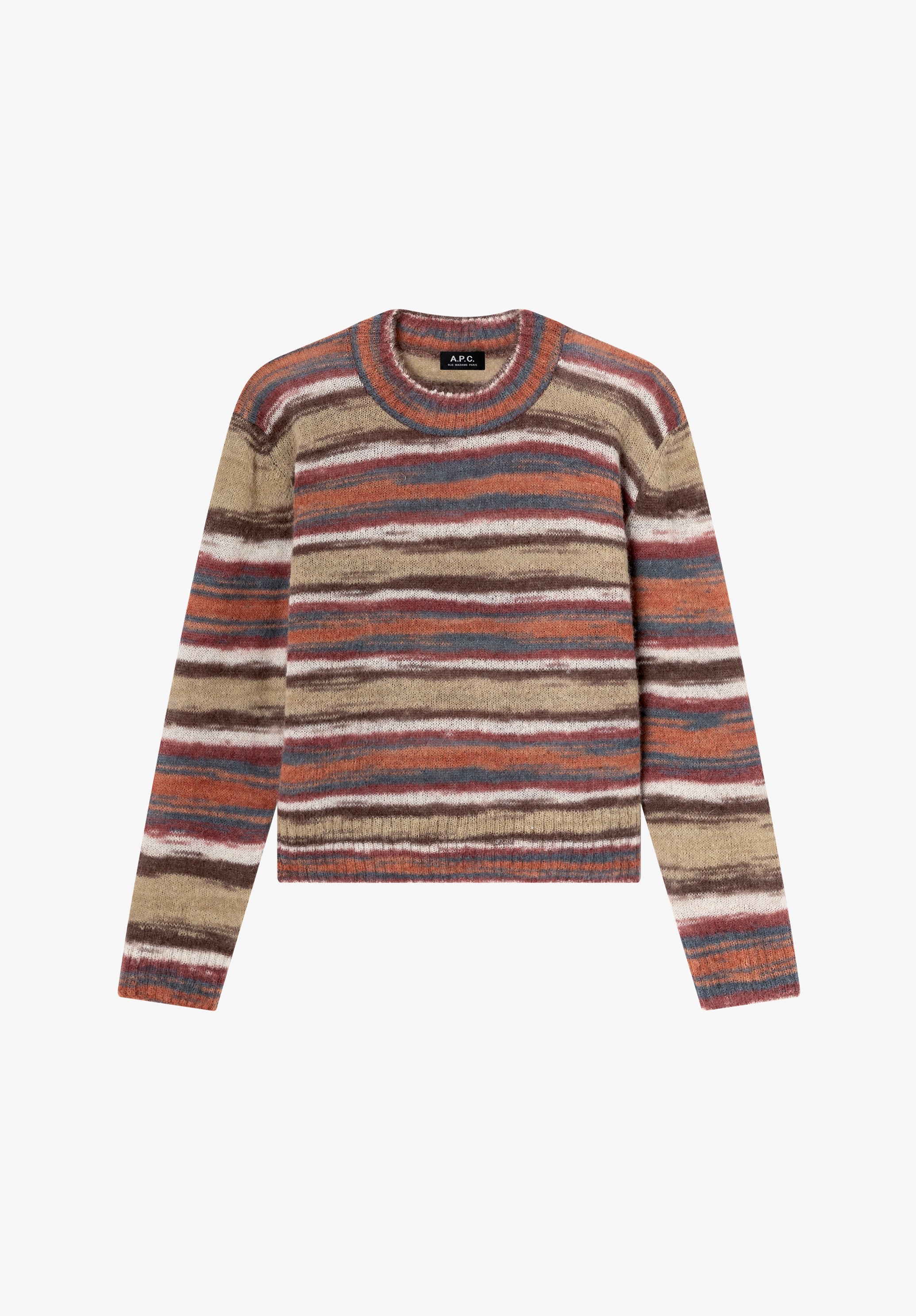Striped brown alpaca sweater - 0