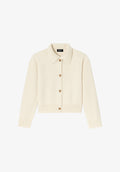 Solid-colour cardigan with polo shirt collar - 0