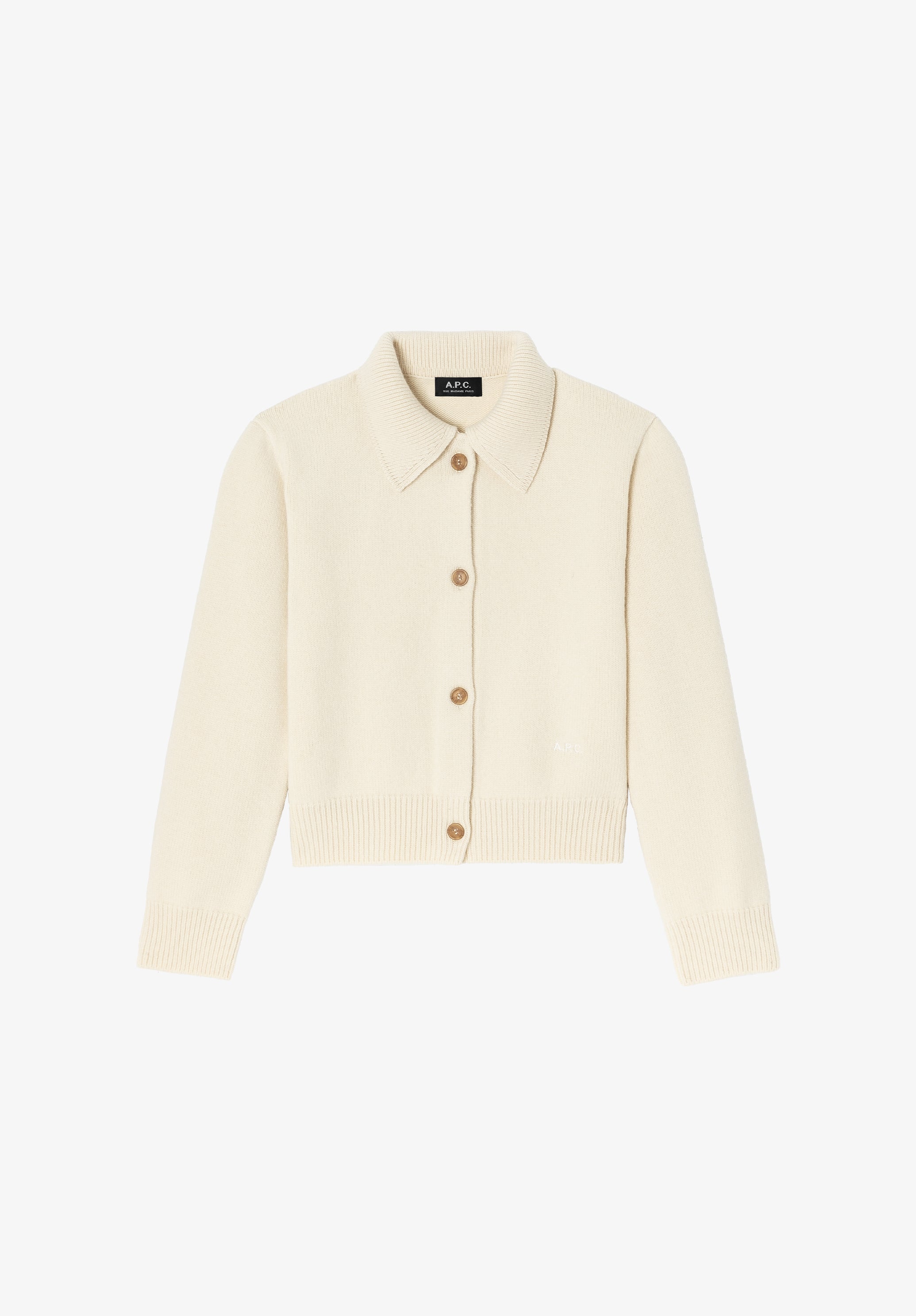 Solid-colour cardigan with polo shirt collar - 0