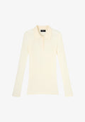 Narrow-rib jumper with polo shirt collar - 0