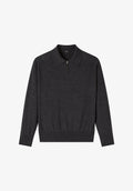Long-sleeved grey wool polo shirt - 0