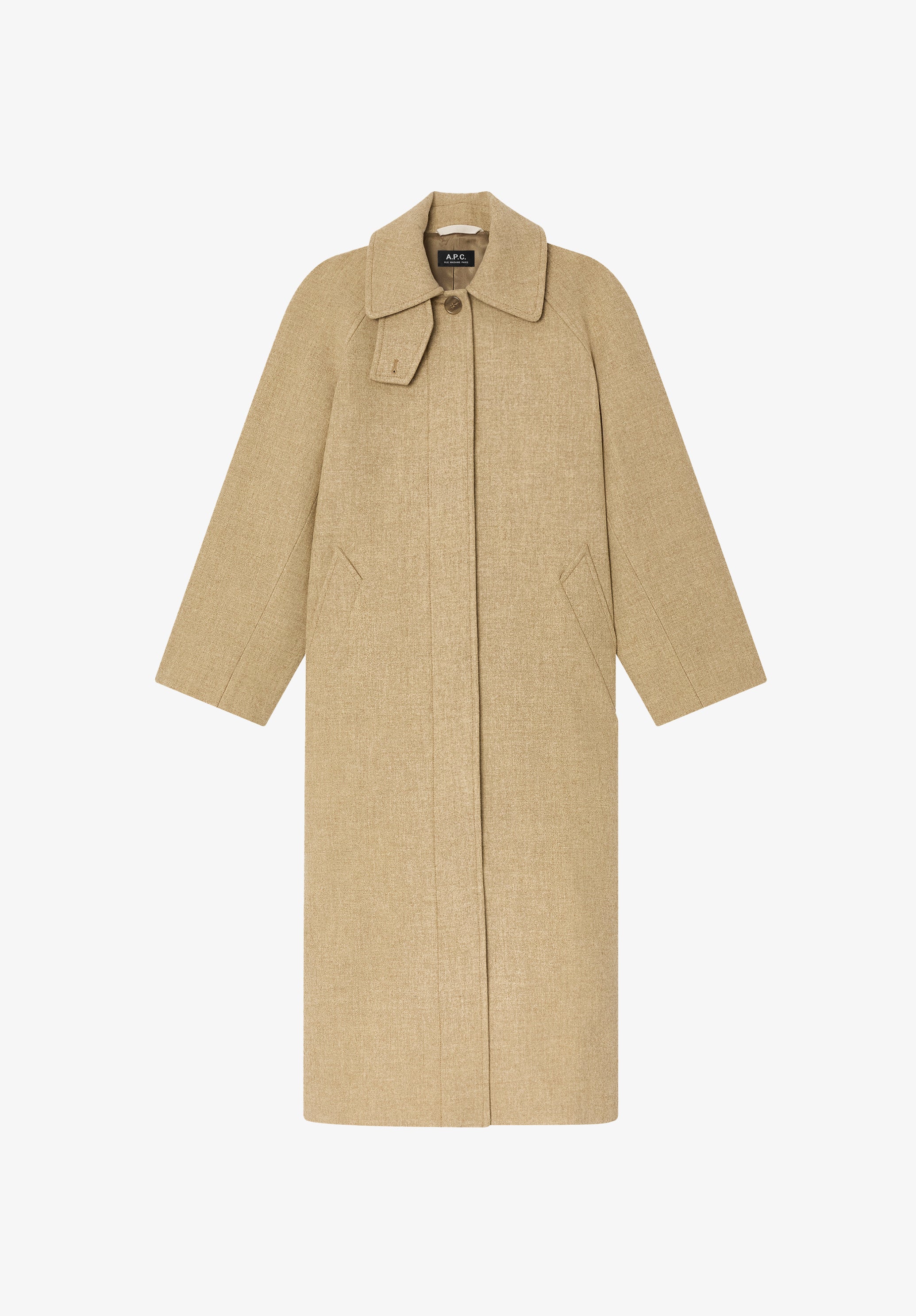 Oversize solid-colour coat with raglan sleeves