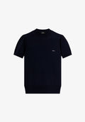 Fitted navy blue merino wool sweater - 0