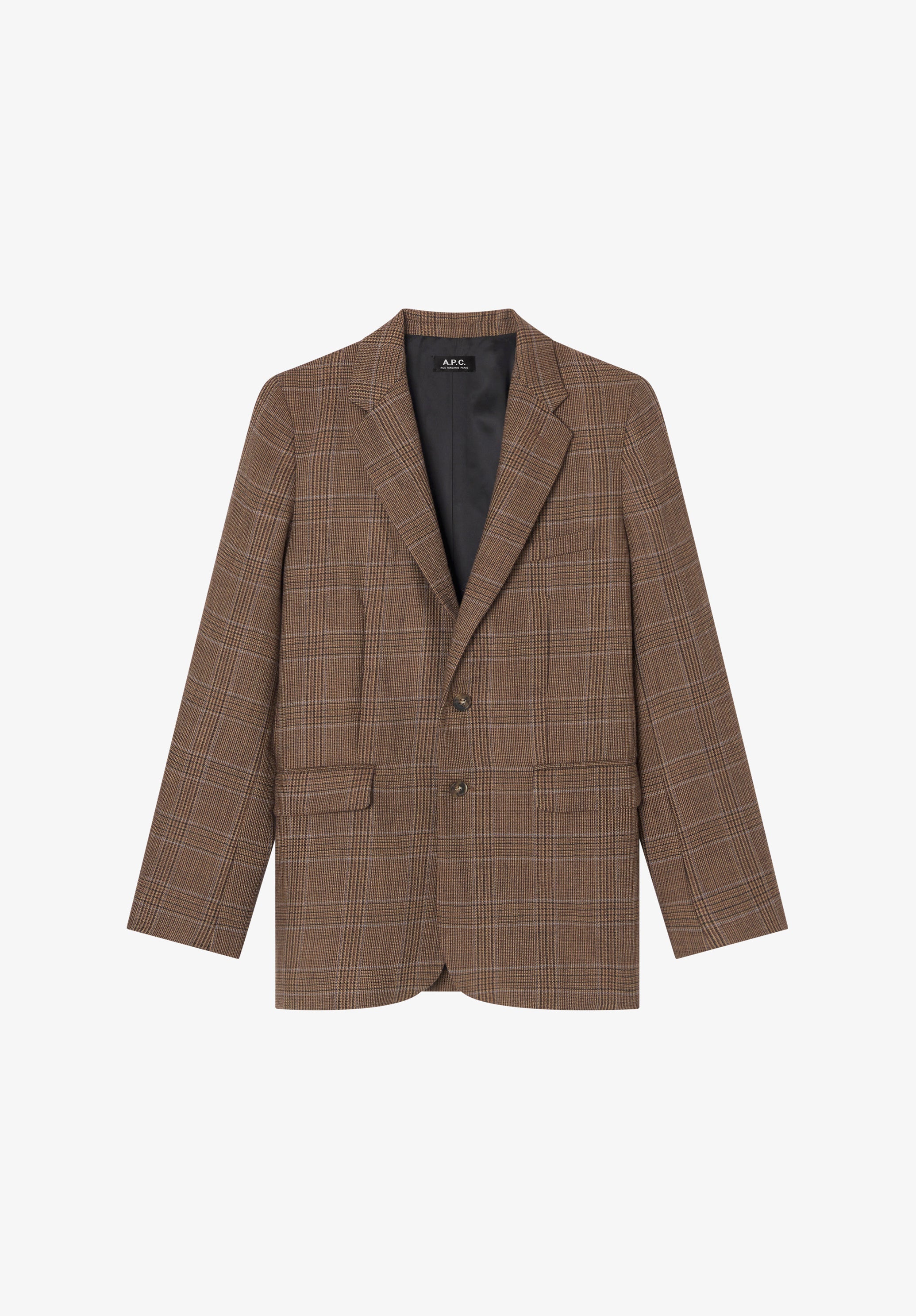 Brown check wool jacket - 0